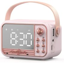 Retro-bluetooth-lautsprecher, Tragbarer, Kabelloser Vintage-bluetooth-lautsprecher Mit Wecker, Hoher Lautstärke, Kompatibel Mit Tf-karte, Usb-stick, 