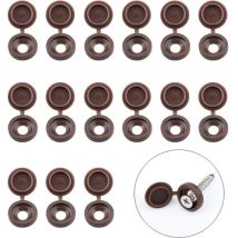 Mowze - 100 Pcs Brown Hinge Screw Caps Plastic Screw Plugs For Furniture Cupboards Shelves