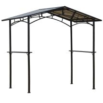 Abri Barbecue 2,5x1,5 M Métal Noir Toit Polycarbonate Avec Étagères