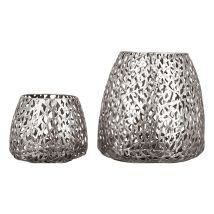 Windlicht, 'purley', Metall, Silberfarben, Ve 4, H. 11 Cm, D. 14 Cm - Gilde