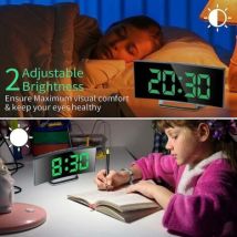 Sveglia Digitale Verde Per Camera Da Letto, Display A Specchio A Led, 12/24 Ore, Temperatura, Data, Luce Notturna, Snooze, Ricarica Usb E 