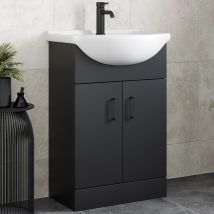 Alpine - Black Bathroom Furniture Vanity Unit With Basin 560mm