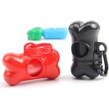 Gotrays - 2er-pack Hundekotbeutelspender In Knochenform Mit 30 Kotbeuteln Für Hunde Und Katzen, Rot Und Schwarz, 9 X 4,5 Cm