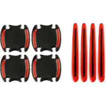 8 Pcs (red) Car Door Handle Scratch Protector, Car Door Handle Sticker Film, 3d Door Handle Stickers With Safety Reflective Strips