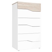 Comoda De 6 Cajones Color Blanco Y Sahara Sifonier Diseño Moderno 62x41x112 Cm