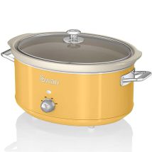 Swan - Retro Sf17031yelneu Pentola Cottura Lenta 6,5l Contenitore Estraibile, Antiaderente Ceramica Libera Pfoa E Ptfe, 3 Livelli Temperatura, 