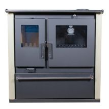 Cucina A Legna Verso Cs Plus - 7,7 Kw Piastra Superiore In Metallo, Pannelli Laterali Verniciati Avorio E Design Funzionale