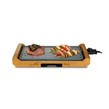 Elektrischer Grill 2200w Mit Bambusbasis 43x23 Cm