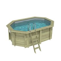 Piscina In Legno Nemo 4.3 X 3 - H.1.31 M, Grigio, Con Supporti Fissati Al Calcestruzzo - Bas7303ospl2