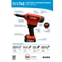 Remachadora A Bateria De Litio Para Insertos M3-10 18,0v 2,0ah Rivit Riv740