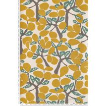 Papier peint à motif – Intissé lavable – Motifs nature vintage métallisé – Jaunes verts – MONTECOLINO
