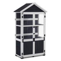 M Mcombo Gartenschrank Holz Klein, Outdoor Gartenhaus Gerätehaus Wetterfest, Gewächshaus Für Balkon & Terrasse, 0111 (anthrazitgrau)