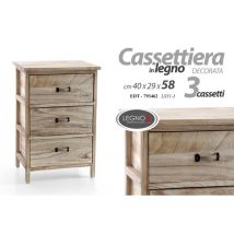 Gicos - Kommode 3 Schubladen Badezimmer Küche Naturholz Cm 40 X 29 X 58 H