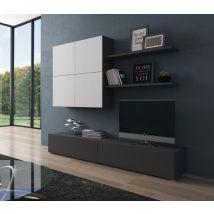 Soggiorno Nox – 200x200 cm – Laminato Grigio Grafite e Rustika – Altezza 200 cm, Profondità 40/30/24,5 cm