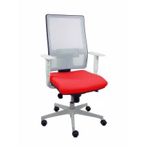 P&c - Sedia Horna Synchro Bianca A Rete Bali Rossa Bianca Braccioli Bianchi Base Parquet Rotelle