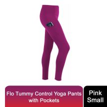 Flo Women's Tummy Control Sports Yoga Pants, Small Pink