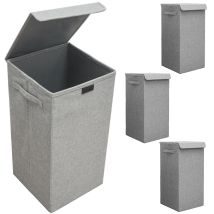 Dunedesign - Set Di 3: 50l Cesto Biancheria Sporca Con Coperchio 30x30x60 Portabiancheria Xxl