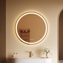 Led Badspiegel 50 Cm Runder Beleuchteter Badezimmerspiegel Mit Beleuchtung Touchschalter, 3 Lichtmodi, Dimmbar, Beschlagfrei, Ip67
