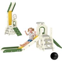 Aiyaplay Scivolo Per Bambini 1-3 Anni In Hdpe Con Arrampicata E Canestro, Crema