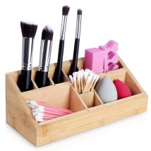 Organizador De Cosméticos, Contenedor De Bambú Para Maquillaje, Ideal Para El Baño, 23 Cm.