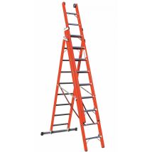 Scala Multiuso Vetroresina Tre Tronchi 7 + 8 + 8 Basetta Stabilizzatrice Sca V047z 08