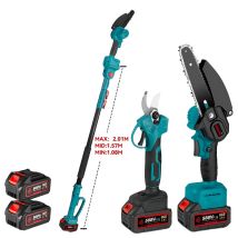 Kit De Motosierra Eléctrica De Pértiga Y Pértiga Telescópica, Pértiga Telescópica Ajustable De 2 M + Motosierra Sin Escobillas De 6 Pulgadas + 