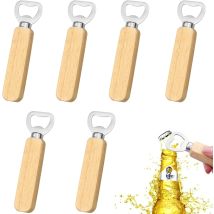 6 Pieces Wooden Beer Bottle Opener Wooden Handle Beer Bottle Opener Wooden Bottle Opener Decorate, For Home, Kitchen, Bar, Gift