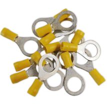 Terminale elettrico a occhiello giallo 13 mm – 25 pz – Piastra di rame per cavi 4-6 mm² – Tensione massima 600V – Corrente massima 48A