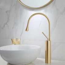 Robinet De Salle De Bain, Robinet De Lavabo Or Brossé, Robinet De Haute Qualité, Robinet Lavabo Salle De Bain Eau Froide Et Chaude Disponible