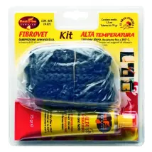 Guarnizione In Fibra Di Vetro Best Fire "kit Fibrovet" Con Corda 1,5 Mt, Diametro 12 Mm E Tubetto Silicone Nero Da 75 Gr