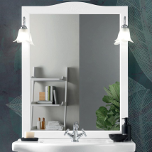 Specchio Da Bagno In Stile Classico Con 2 Applique Anna 100 Bianco