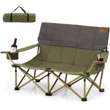 Silla Plegable Camping 2 Personas, Silla Plegable Portatil Ligera 2 Portavasos, Acolchado De Algodón Y Bolsa De Almacenamiento, Silla Playa Plegable, 