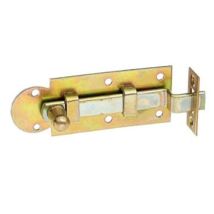 Chiavistello a gomito per finestre 80x30mm – Acciaio zincato giallo – Esecuzione diritta con loop – Versione bollita con piastra di bloccaggio