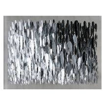 Abstrakt Gemälde Kuatéh Pinselstriche Schwarz Und Weiß 120 X 90 Cm Ölgemälde In Silber