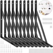 Heavy-duty Shelf Brackets - 8-piece L-shaped Metal Wall-mounted Shelf Bracket Set, Suitable For Suspended Shelves - Black