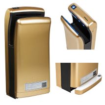 PhySA Secador de manos eléctrico automático 1200 W - Dorado - Secado rápido 5s - Higiénico - 90 m/s - IPX4