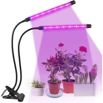Lampada Led Per Piante Da 8w, 2 Teste Con 40 Led, Spettro Completo Per Coltivazione Indoor Con Timer (nero - 2 Teste)