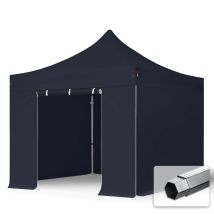 3x3 M Faltpavillon Professional Alu 40mm, Seitenteile Ohne Fenster, Schwarz