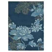 Wedgwood - Tapis Salon Et Chambre En Laine 120x180 Bleu Marine Et Bleu Fait À La Main