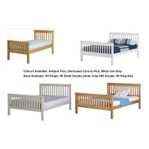 Monaco 4 Feet Bed High Foot End - L205 X W132 X H102.5 Cm - White