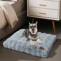 Tapis Pour Chien Orthopédique Confortable Avec Tissu Peluche Doux, Coussin Chien Déhoussable Et Lavable En Machine Pour Animaux De Compagnie - Gris 