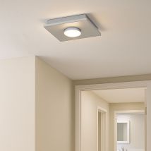 Plafoniera Plafoniera Led Bianco Lampada Soggiorno 3-step Dimmer, Metallo Argento, 1x Led 4w 360lm Bianco Caldo, Lxpxh 17x17x4 Cm