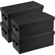Jf Home Bliss Cd Storage Boxes Set Of 4 Cd Case Storage Foldable Boxes With Lids 14"x6.7"x5.5" Small Basket Holds 30 Cds In Full Jewel Cases 60 Cds In