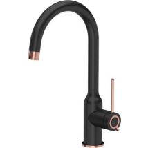 Robinet de cuisine QUADRO – Mélangeur noir mat 34 cm – Entraxe, Matières, Finition métal, Hauteur sous bec, Forme du bec, Mode de fixation, Filetage 