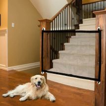 Briller - Dog Safety Barrier, Adjustable Magic Gate Magic Door, Pet Barrier, Retractable Pet Barriers For Stairs Kitchen Portable Folding Install 