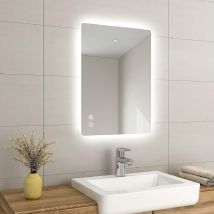 Emke - Backlit Bathroom Bluetooth Mirror With Fuse, Led Bathroom Mirror With Shaver Socket & Demister, 500x700mm