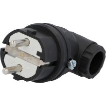 40502l, Spina Schuko Ad Angolo Retto, In Gomma, Colore: Nero - Unitec