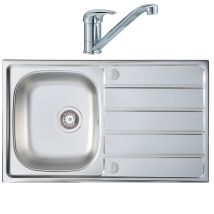 Homestyle - Kd100 Kitchen Sink 1.0 Kona Reversible Drainer Stainless Steel & Tap