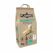 Flamino – Accendifuoco in lana di legno 1kg – Accensione facile e veloce, senza odori sgradevoli, conforme alle normative di sicurezza