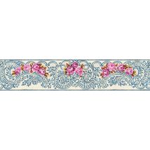 As Creation Wolfgang Joop White Blue Rose Swirl Wallpaper Border Floral Textured